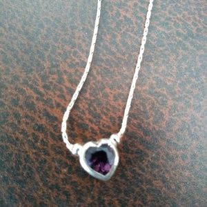 Purple Heart Silvertone Necklace..